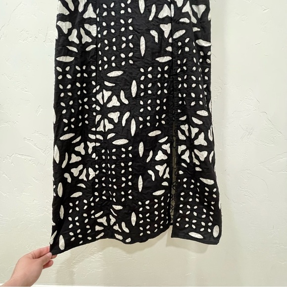 Saltwater Luxe Dottie Middi Dress High Slit Black White Sweetheart Women's Large - Picture 8 of 16